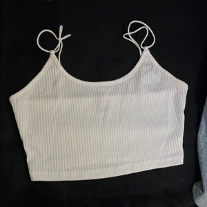 White Ribbed Women's Top